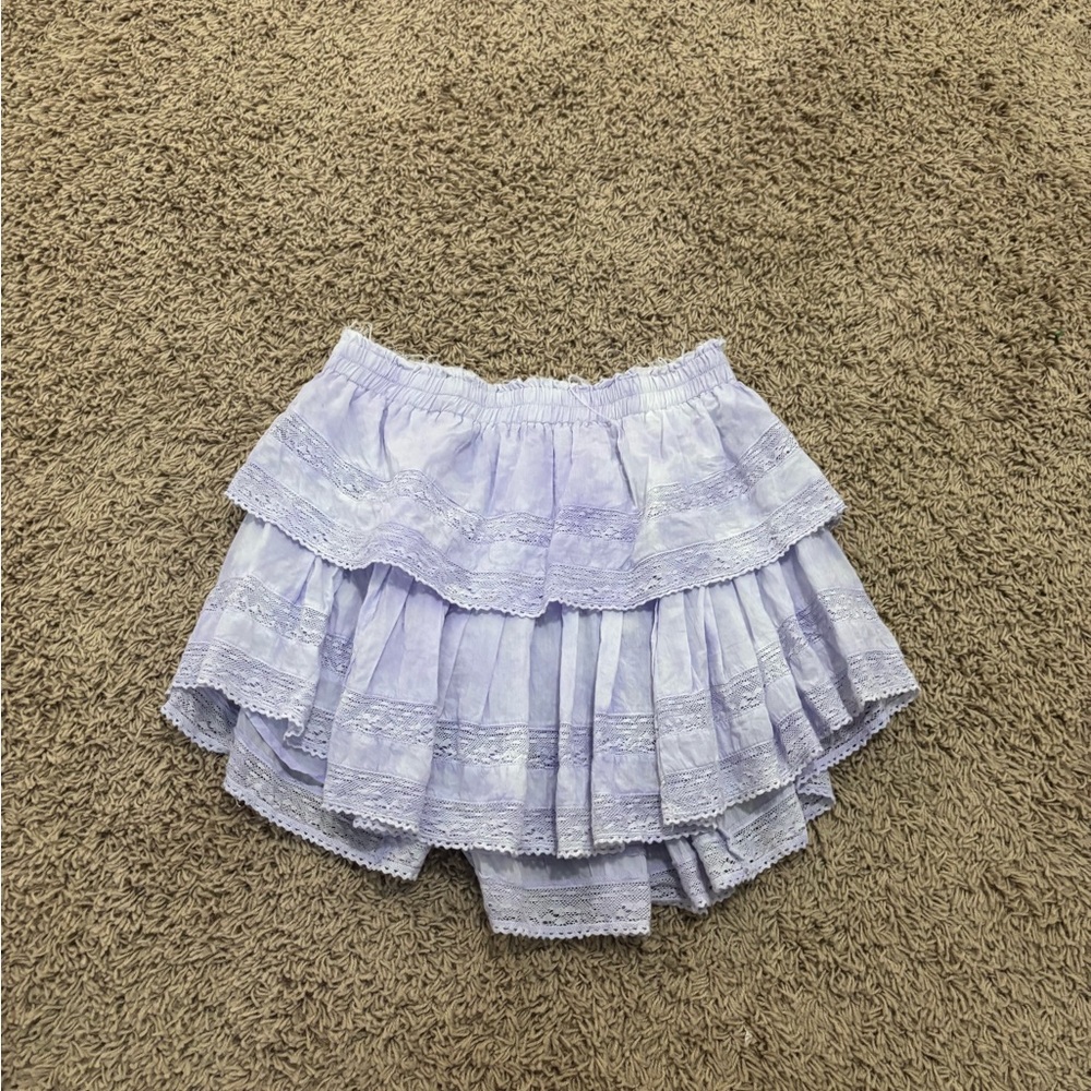 LoveShackFancy Lilac Tiered Mini Skirt